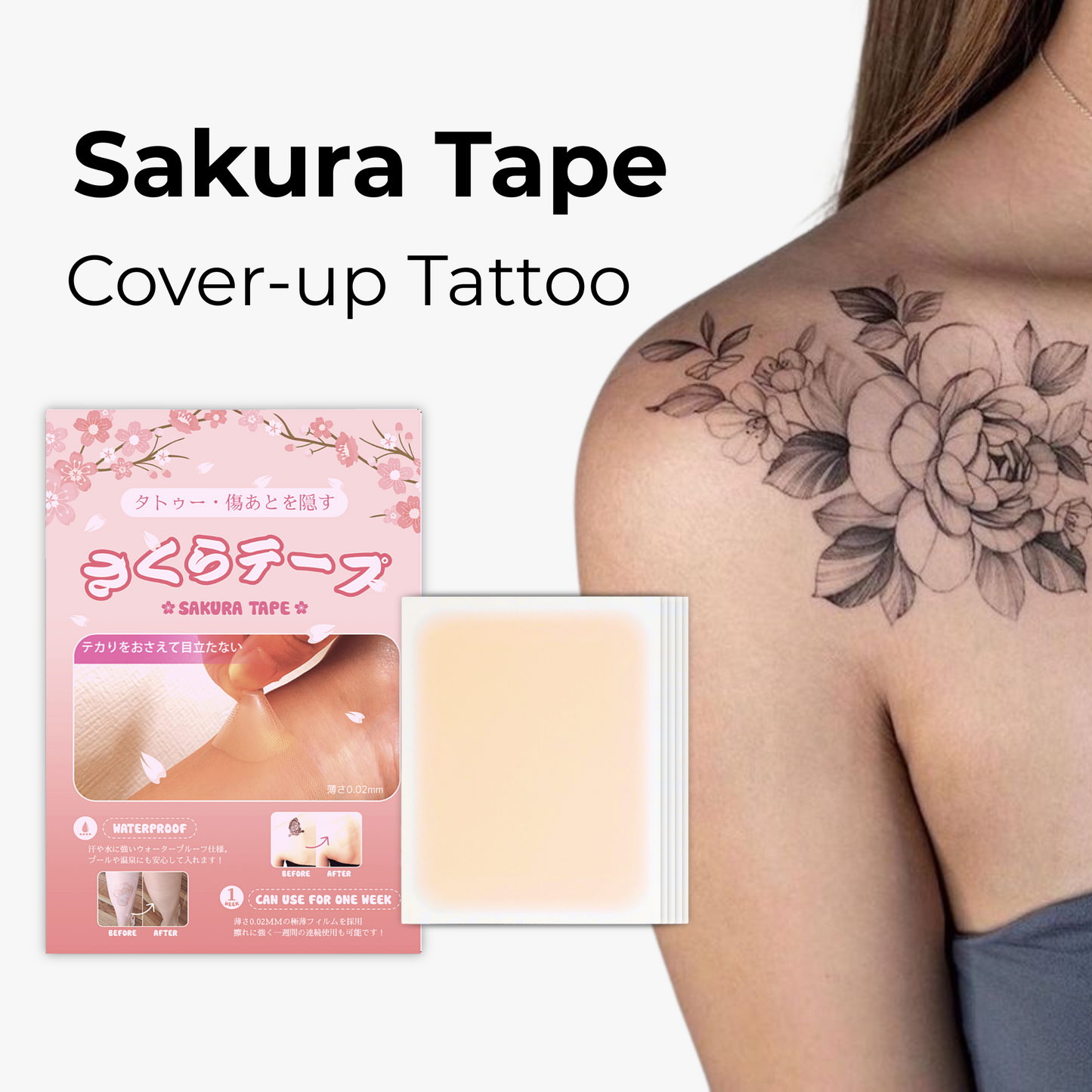 SakuraTape Tattoo Cover Patch – Multiple Sizes, Multiple Shades