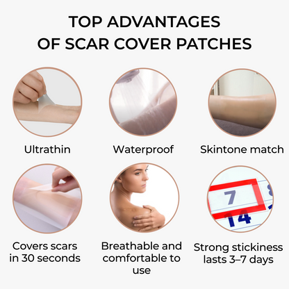 SakuraTape Scar Cover Patch 2.6cm x 7cm - conceals surgery scars, multiple skin