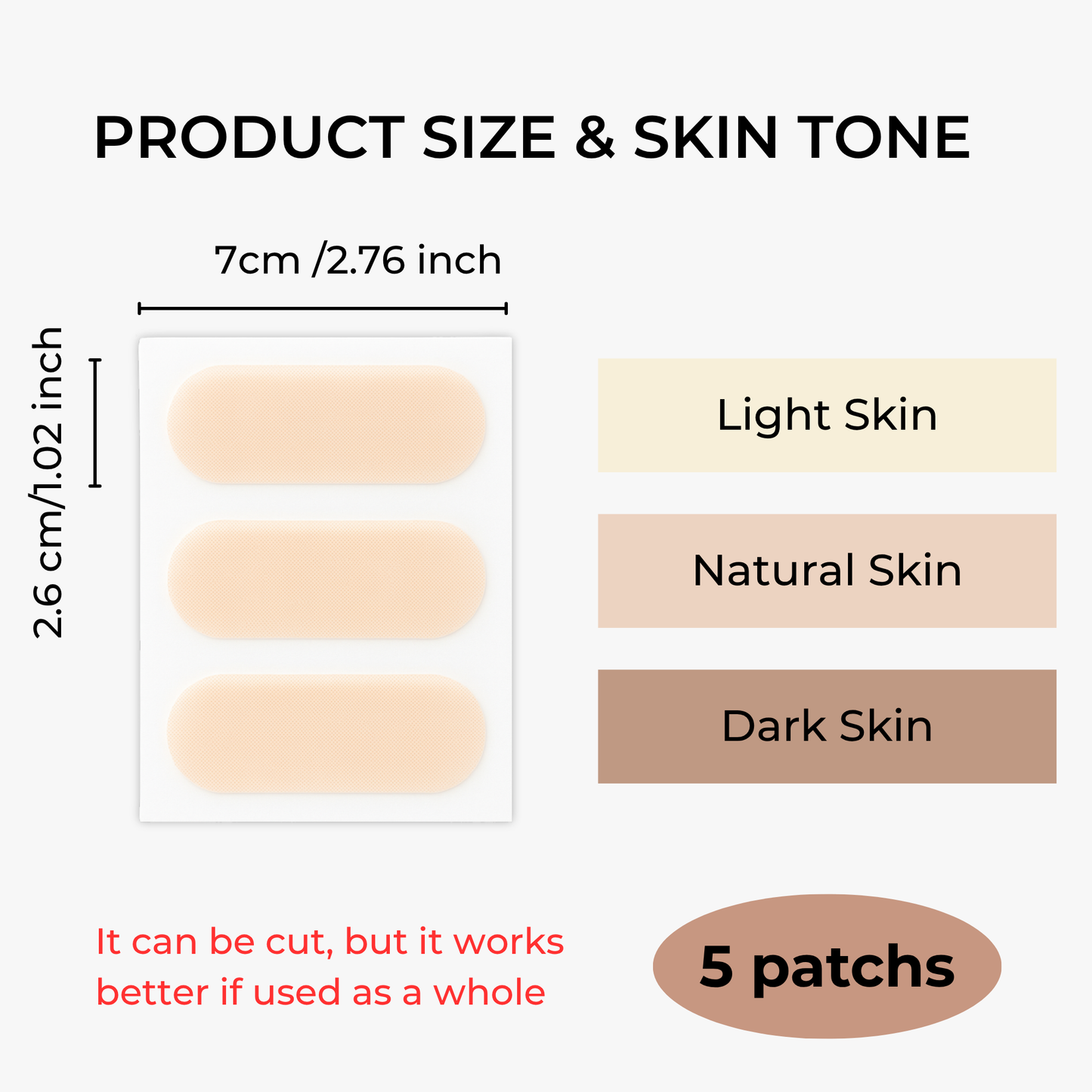 SakuraTape Scar Cover Patch 2.6cm x 7cm - conceals surgery scars, multiple skin