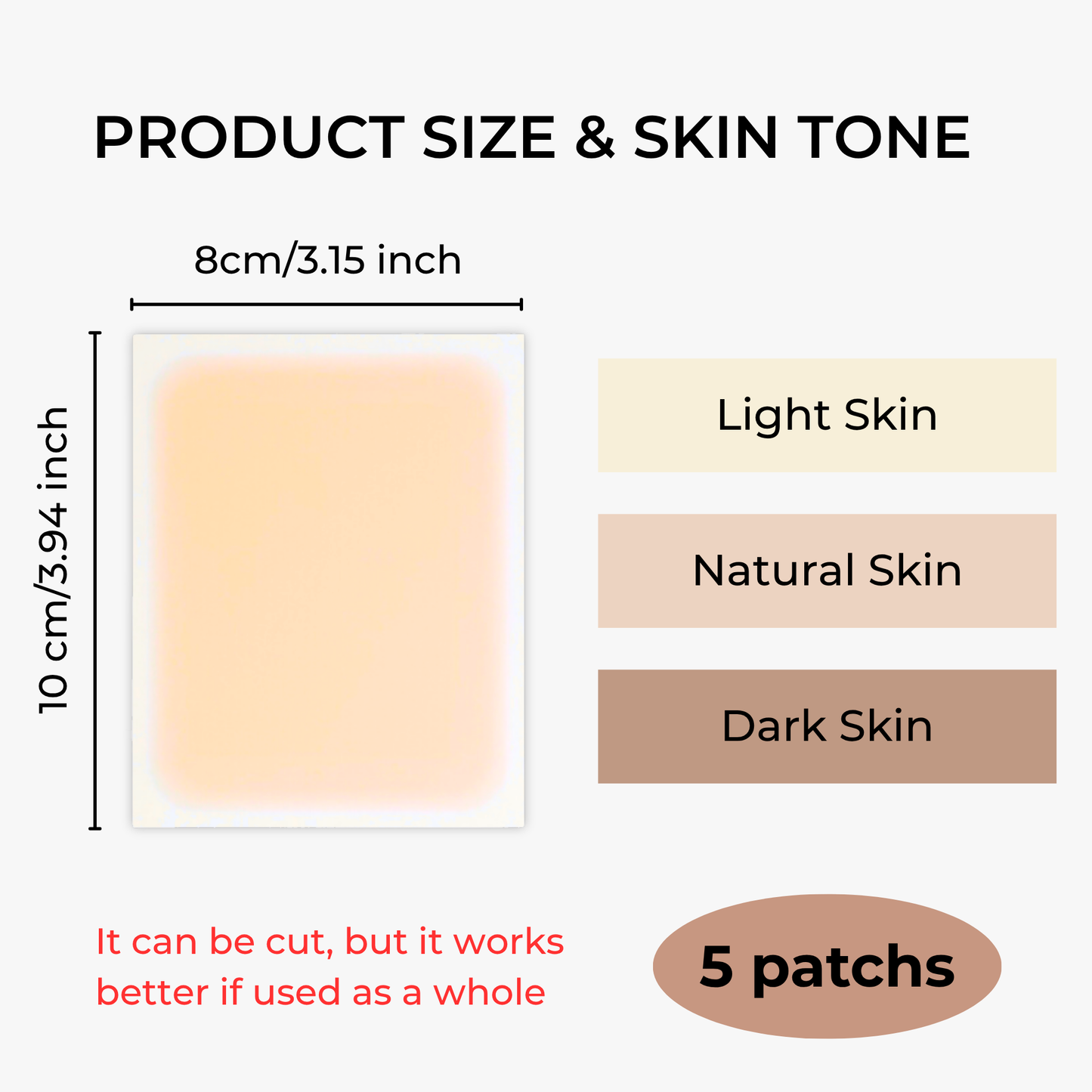 SakuraTape Scar Cover Patch 8cm x 10cm - conceals dark scars, burn scars, multiple skin